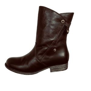 Eric Michael Black Moto Boots Water Repellent Wool Lined Size 38